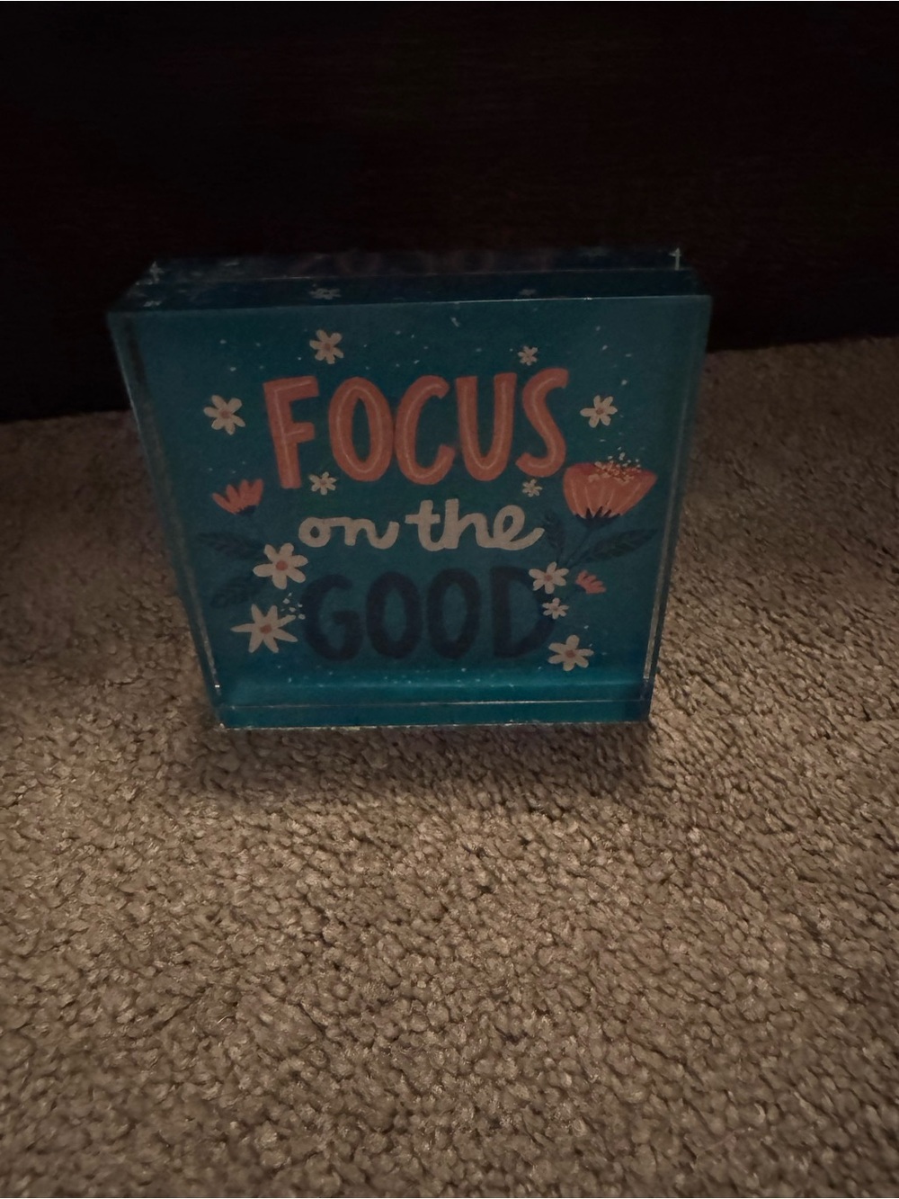 Decorative 'Focus on the Good' Teal Accent Block - Brand Unknown